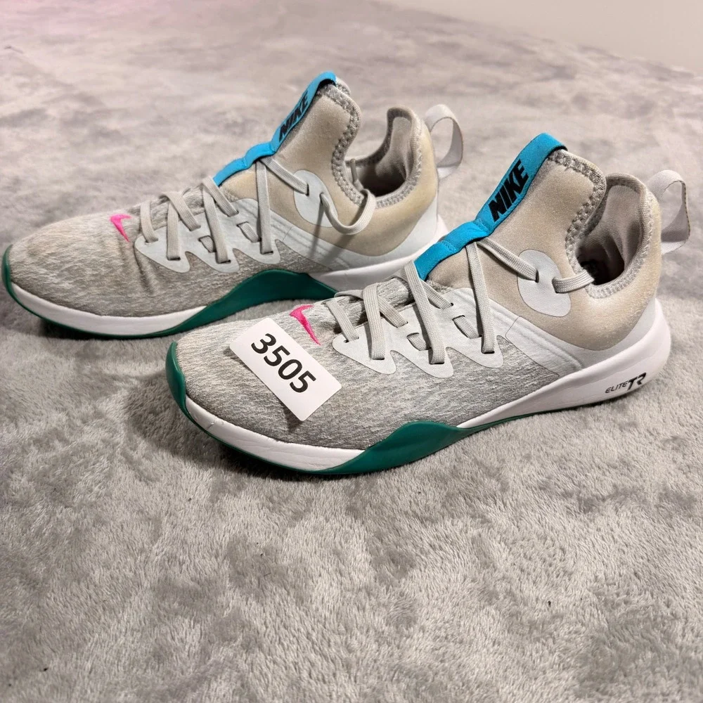 Nike Elite TR Sneakers Womens 9.5 Grey White Teal AJ8154-005 Training Shoes
